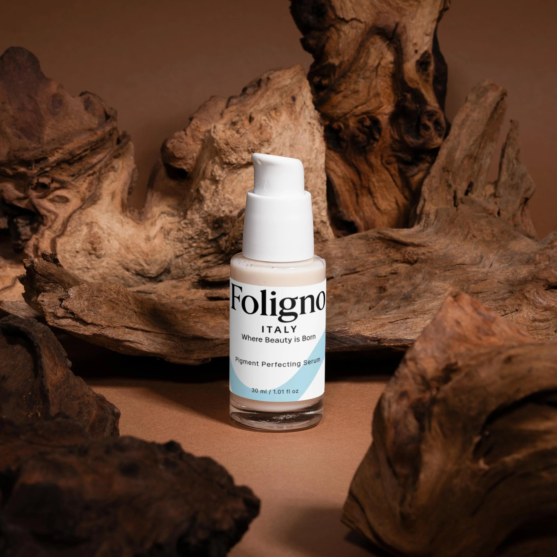Foligno bottle on a textured brown background