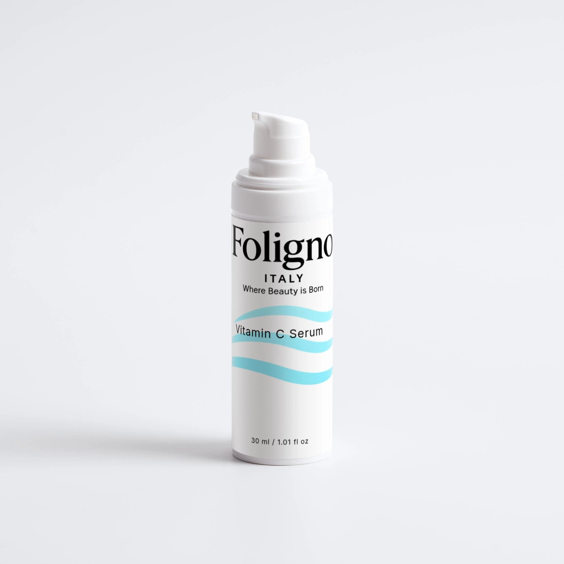 Foligno Italy Vitamin C Serum bottle on a white background
