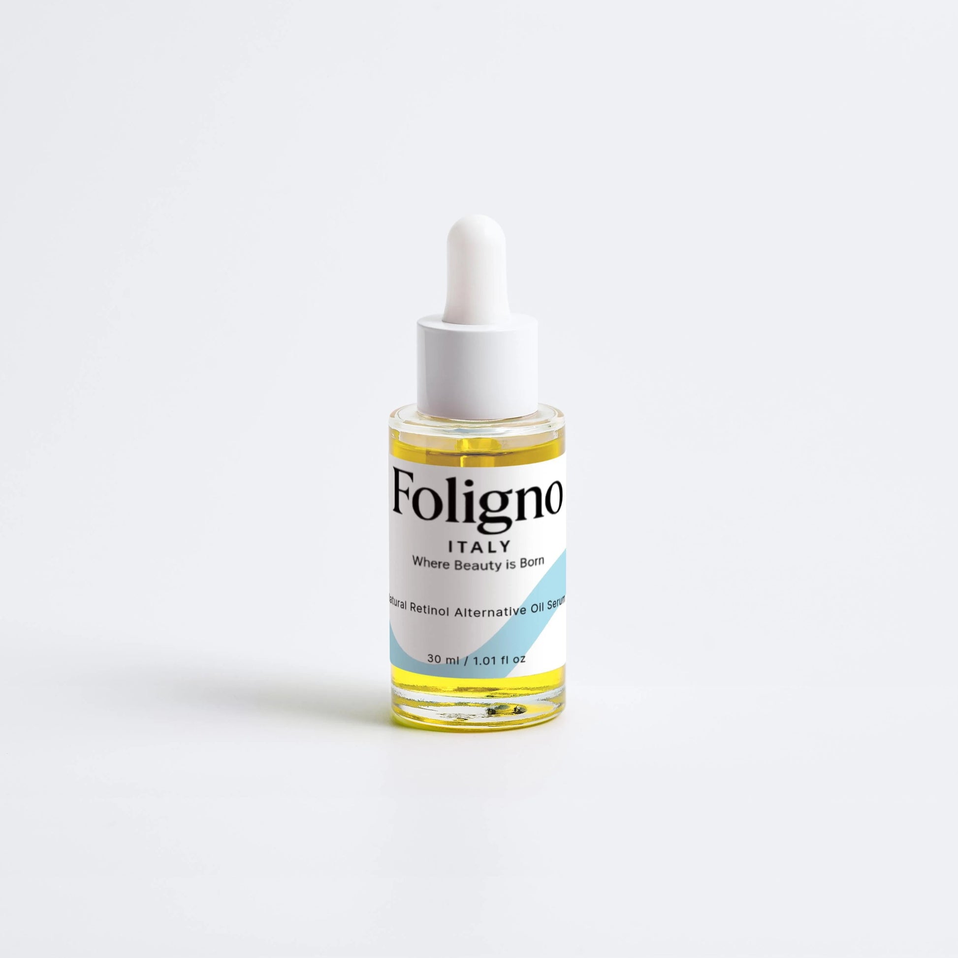 Foligno Italy dropper bottle on a white background