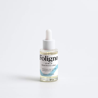 Foligno skincare bottle on a white bottle