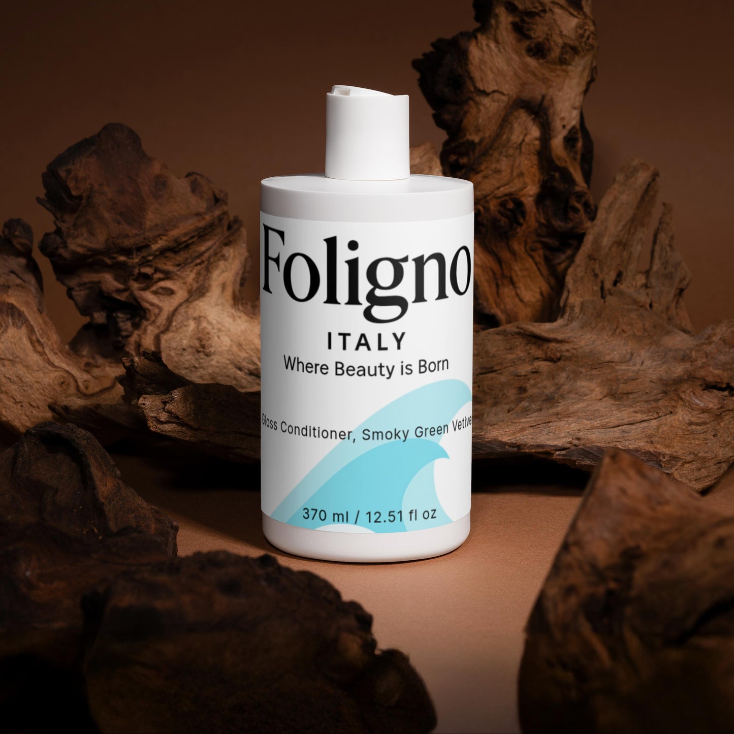 Foligno Italy bottle with wooden background