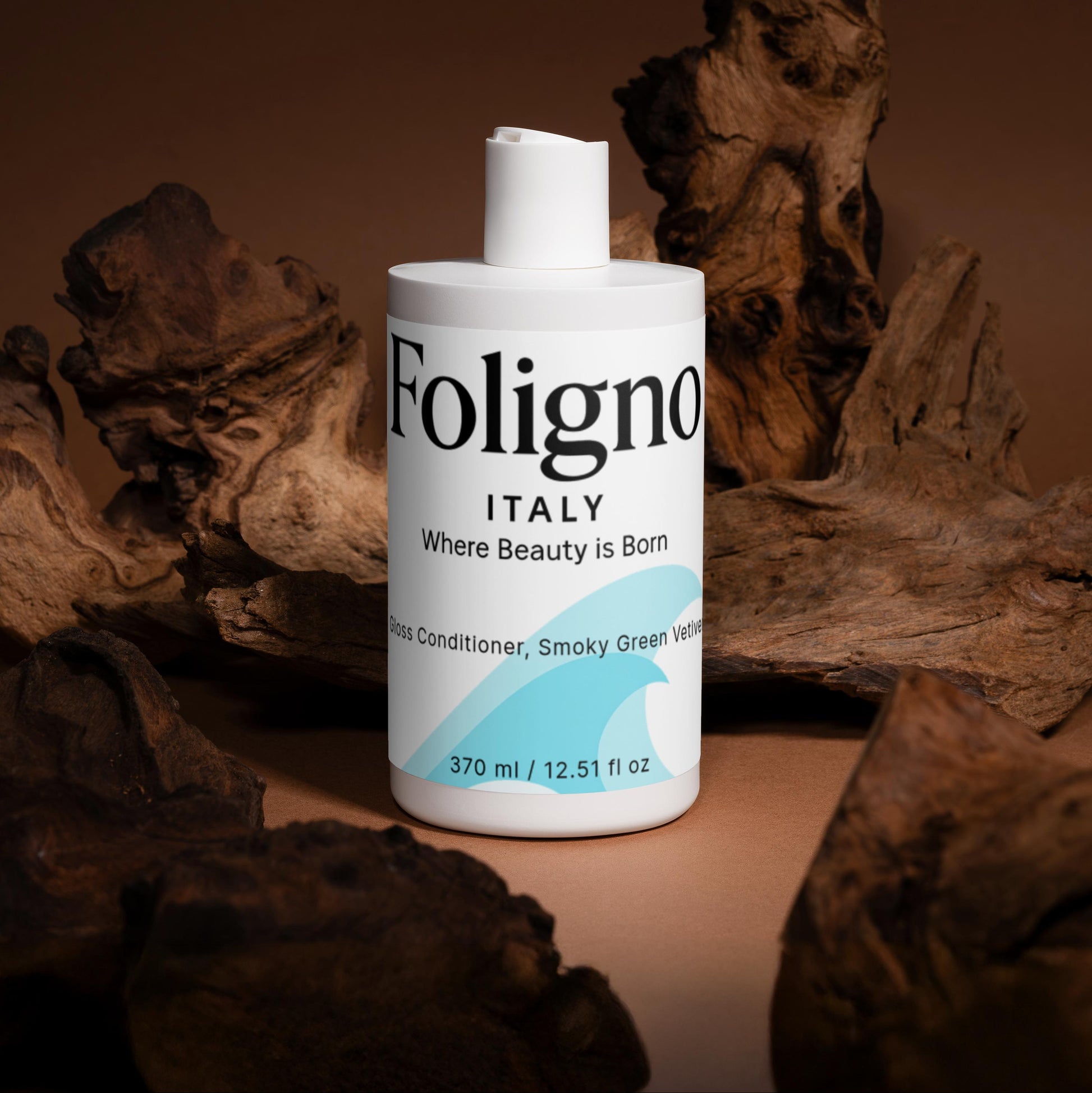 Foligno Italy bottle with wooden background