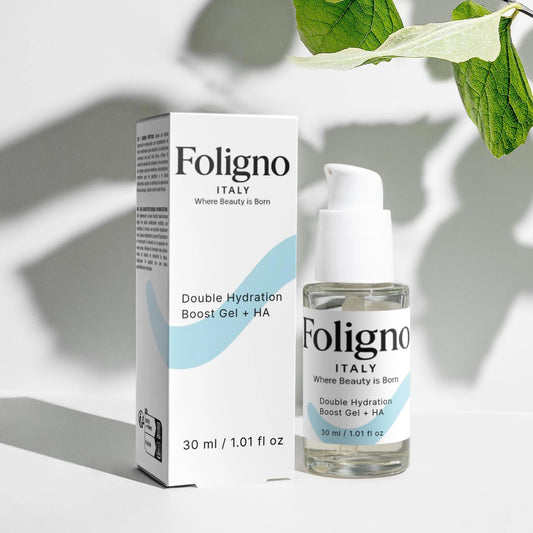 foligno double hydration boost gel+ Hyaluronic Acid Face Serum bottle