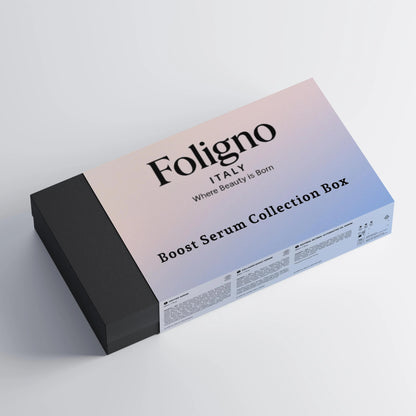 Foligno Boost Serum Collection Box on a light gray background